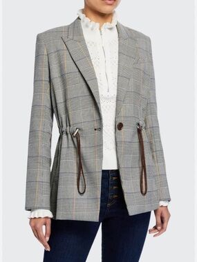 Veronica Beard Classic Joshua Dickey Black White Plaid Blazer Jacket Size 10